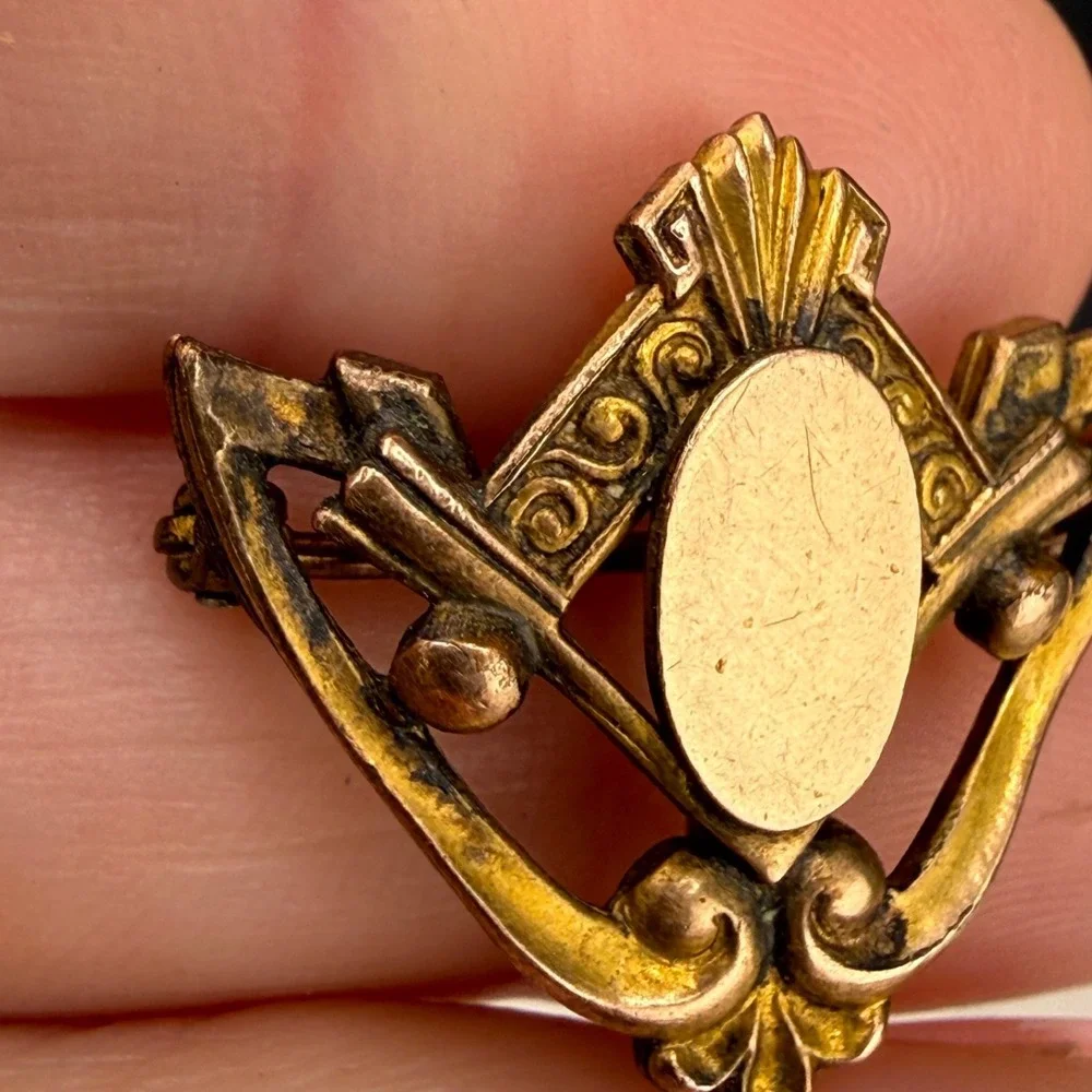 Vintage Gold Filled Watch Chain Brooch Signed S&W